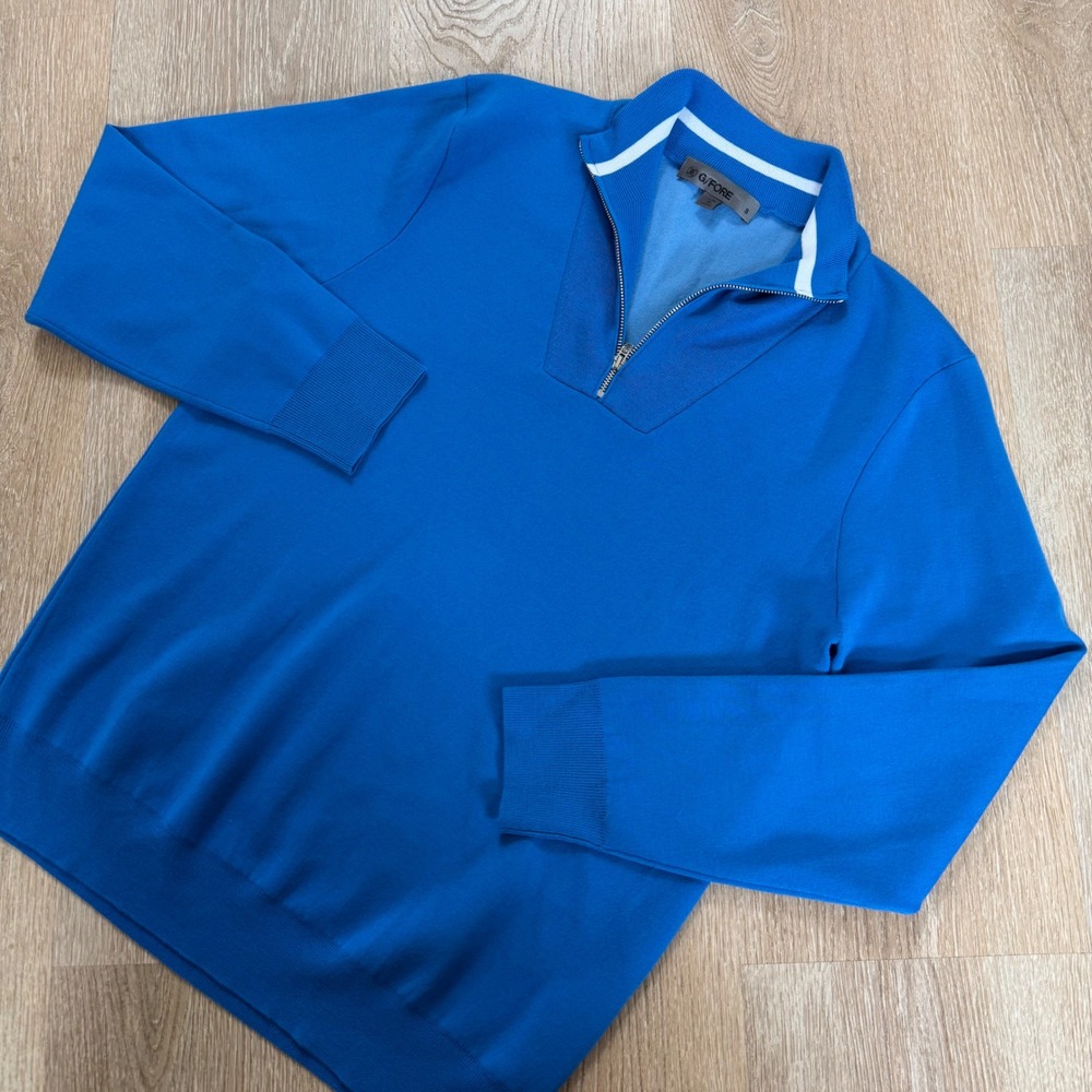 G/FORE Merino Wool Blend Quarter Zip Sweater Mens S Blue Golf Performance NWOT